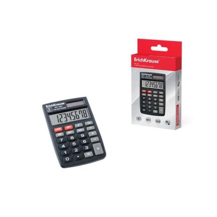 Erichkrause Calcolatrice elettronica a 8 cifre - Display LCD a 8 cifre - Funzioni di calcolo avanzate - Memoria - Batteria alcalina - Custodia in plastica - Colore nero