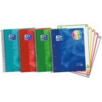 Oxford Europeanbook 5 Lagoon Quaderno a spirale formato A4+ a quadretti 5x5 mm - 120 fogli - Copertina in plastica - 5 strisce colorate - Colori assortiti