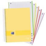 Oxford Europeanbook 5 Oxford & You Confezione da 5 quaderni a spirale formato A4+ a quadretti 5x5 - 120 fogli microperforati con 4 fori - Copertina estraibile con finitura opaca - 5 strisce colorate - Colori chiari assortiti - immagine 2
