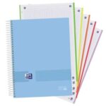 Oxford Europeanbook 5 Oxford & You Confezione da 5 quaderni a spirale formato A4+ a quadretti 5x5 - 120 fogli microperforati con 4 fori - Copertina estraibile con finitura opaca - 5 strisce colorate - Colori chiari assortiti - immagine 3