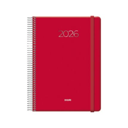 Agenda annuale Dohe Denver - Un giorno per pagina - Sabato e domenica sulla stessa pagina - Chiusura con elastico - Dimensioni 15x21 cm - Colore rosso