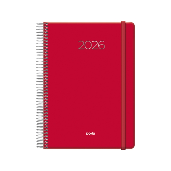 Agenda annuale Dohe Denver - Un giorno per pagina - Sabato e domenica sulla stessa pagina - Chiusura con elastico - Dimensioni 15x21 cm - Colore rosso