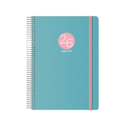 Agenda annuale Dohe Menphis - Una pagina per giorno - Copertina in plastica - Sabato e domenica sulla stessa pagina - Chiusura con elastico - Dimensioni 15x21 cm - Colore verde