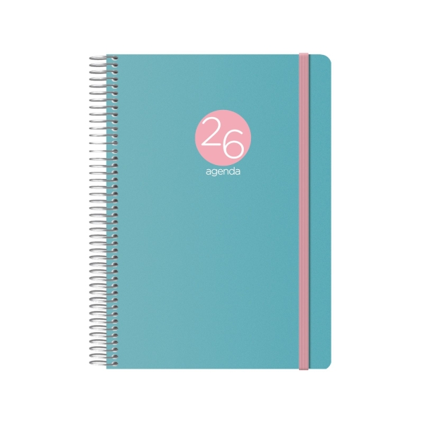 Agenda annuale Dohe Menphis - Una pagina per giorno - Copertina in plastica - Sabato e domenica sulla stessa pagina - Chiusura con elastico - Dimensioni 15x21 cm - Colore verde