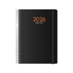 Dohe Syncro Agenda annuale - Vista settimanale - Copertina in plastica - Chiusura con elastico - Dimensioni 15x21 cm - Colore nero