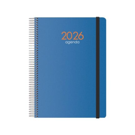 Dohe Syncro Agenda annuale - Vista settimanale - Copertina in plastica - Chiusura con elastico - Dimensioni 15x21 cm - Colore blu