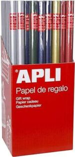 Espositore Apli da 55 rotoli di carta da regalo Kraft - 11 rotoli per colore - Dimensioni del rotolo 0
