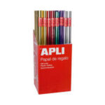 Espositore Apli da 55 rotoli di carta da regalo metallizzata - 11 rotoli per colore - Dimensioni del rotolo 0