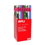 Espositore Apli da 55 rotoli di carta da regalo Natale - 11 rotoli per colore - Dimensioni del rotolo 0