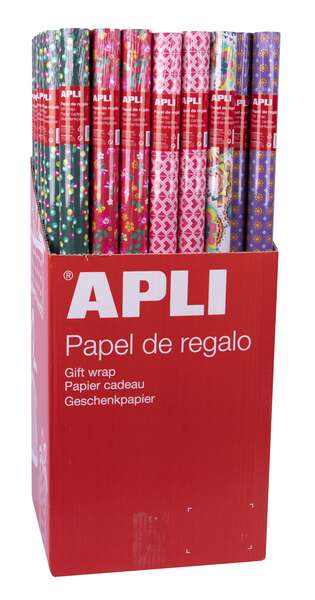 Espositore Apli da 55 rotoli di carta da regalo Tendance - 11 rotoli per colore - Dimensioni del rotolo 0