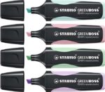 Stabilo Green Boss Pastel Confezione da 4 pennarelli fluorescenti - Realizzato con l'83% di plastica riciclata - Larghezza del tratto tra 2 e 5 mm - Ricaricabile - Colori assortiti pastello - immagine 3