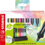 Stabilo Green Boss Set da tavolo con 8 pennarelli fluorescenti - Realizzato con l'83% di plastica riciclata - Tratto da 2 a 5 mm - Ricaricabile - Colori assortiti