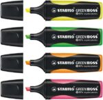 Stabilo Green Boss Set da tavolo con 4 evidenziatori fluorescenti 83% plastica riciclata + blocco di post-it 100% carta riciclata - Set realizzato al 98% in plastica riciclata - Colori assortiti - immagine 3