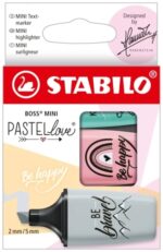 Stabilo Boss Mini Pastellove Confezione da 3 pennarelli fluorescenti - Tratto da 2 a 5 mm - Inchiostro a base d'acqua - Anti-seccamento - Colori rosa