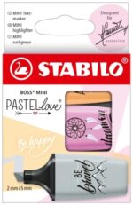 Stabilo Boss Mini Pastellove Confezione da 3 pennarelli fluorescenti - Tratto da 2 a 5 mm - Inchiostro a base d'acqua - Anti-seccamento - Colori: fucsia