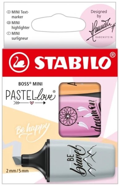 Stabilo Boss Mini Pastellove Confezione da 3 pennarelli fluorescenti - Tratto da 2 a 5 mm - Inchiostro a base d'acqua - Anti-seccamento - Colori: fucsia