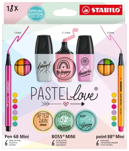 Stabilo Pastellove Confezione da 18 pennarelli e marker - 6 marker Premium Pen 68 Mini