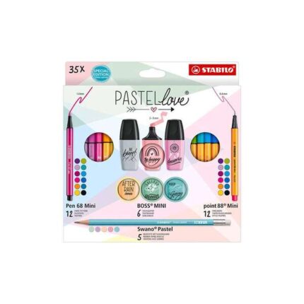 Stabilo Pastellove Confezione da 35 pennarelli e evidenziatori - 12 pennarelli Premium Pen 68 Mini