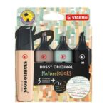 Stabilo Boss Naturecolors Confezione da 4 pennarelli - Tratto da 2 a 5 mm - Inchiostro a base d'acqua - Colori: nero
