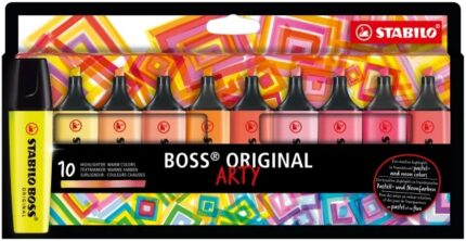 Stabilo Boss Original Arty Confezione da 10 evidenziatori fluorescenti Colori caldi - Tratto tra 2 e 5 mm - Inchiostro a base d'acqua