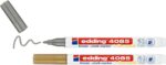 Edding 4085 Confezione da 2 pennarelli a gesso liquido - Punta rotonda - Tratto 1-3 mm - Odore neutro - Colore oro e argento - immagine 2
