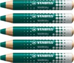 Stabilo MARKdry Pennarello per lavagna - Punta XXL da 10 mm - Legno 100% certificato PRFC - Colore verde - immagine 2