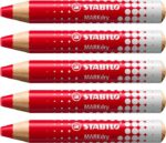 Stabilo MARKdry Pennarello per lavagna - Punta XXL da 10 mm - Legno 100% certificato PRFC - Colore rosso - immagine 2