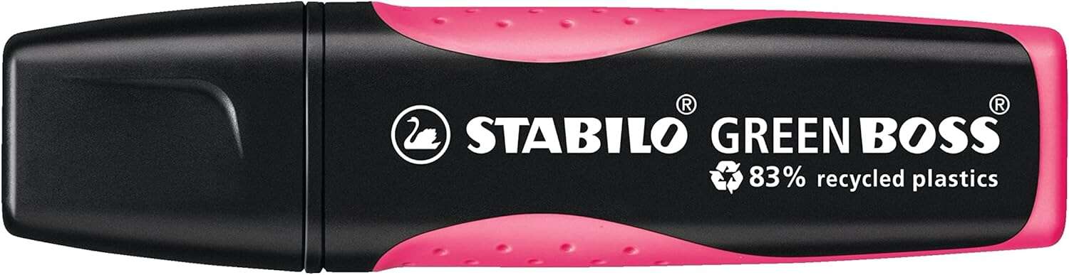 Stabilo Green Boss Pennarello fluorescente - Realizzato con l'83% di plastica riciclata - Larghezza tratto tra 2 e 5 mm - Ricaricabile - Colore rosa