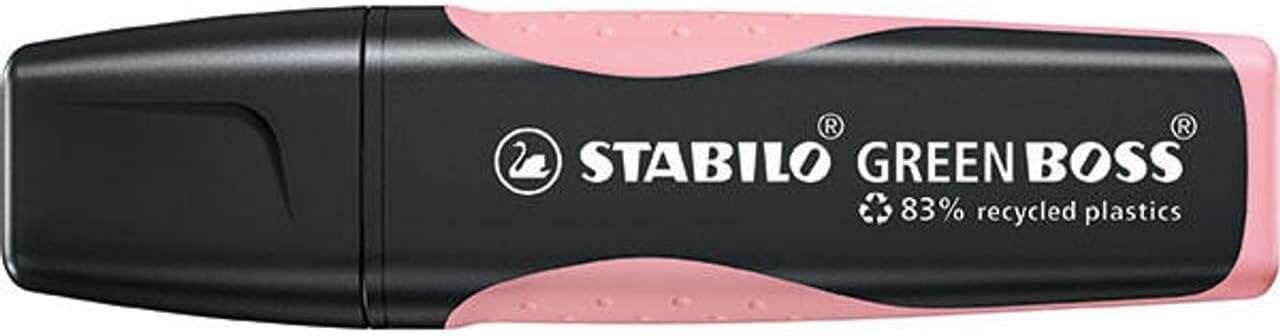 Stabilo Green Boss Pastel Pennarello fluorescente - Realizzato con l'83% di plastica riciclata - Tratto tra 2 e 5 mm - Ricaricabile - Colore Rosa Blush