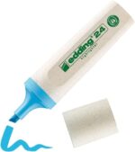 Edding 24 EcoLine Pennarello fluorescente - Punta smussata - Tratto tra 2-5 mm - 90% di plastica riciclata - Etichetta ecologica Blue Angel - Colore azzurro - immagine 2