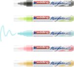 Edding 5100 Acrylic Confezione da 5 pennarelli acrilici permanenti pastello - Punta tonda 2-3 mm - Tratto medio - Resistente alla luce - Asciugatura rapida - Colori pastello assortiti - immagine 2