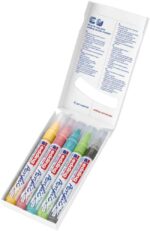 Edding 5100 Acrylic Confezione da 5 pennarelli acrilici permanenti pastello - Punta tonda 2-3 mm - Tratto medio - Resistente alla luce - Asciugatura rapida - Colori pastello assortiti - immagine 3