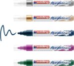 Edding 5100 Acrylic Confezione da 5 pennarelli permanenti acrilici metallizzati - Punta tonda 2-3 mm - Tratto medio - Resistente alla luce - Asciugatura rapida - Colori metallizzati assortiti - immagine 2
