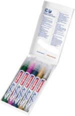 Edding 5100 Acrylic Confezione da 5 pennarelli permanenti acrilici metallizzati - Punta tonda 2-3 mm - Tratto medio - Resistente alla luce - Asciugatura rapida - Colori metallizzati assortiti - immagine 3