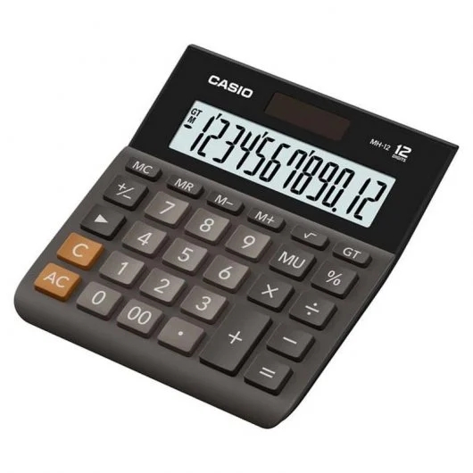 Casio MH-12 Calcolatrice da tavolo - Display LCD extra-large a 12 cifre - Alimentazione solare e a batterie - Colore nero Casio MH-12 Calcolatrice da tavolo - Display LCD extra-large a 12 cifre - Alimentazione solare e a batterie - Colore nero