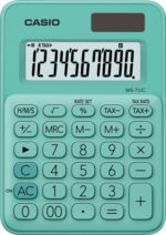 Casio MS-7UC Calcolatrice da tavolo a 10 cifre - Tasto doppio zero - Segnali di virgola a 3 cifre - Pressione simultanea dei tasti - Alimentazione solare e a batterie - Colore verde - immagine 2