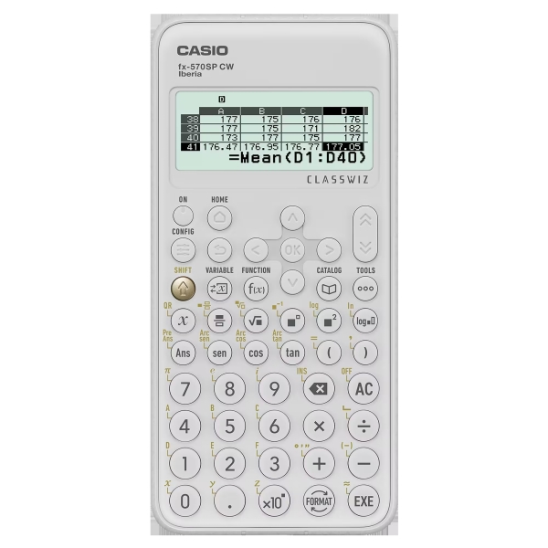 Casio Iberia Classwiz FX-570SP Calcolatrice scientifica con display LCD a 12 cifre - 560 funzioni - Coperchio protettivo - Colore bianco