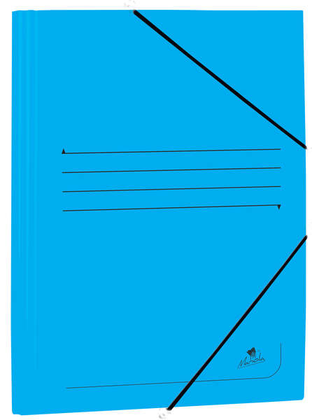 Mariola Cartellina in cartoncino patinato con alette formato Folio 500 g/m² - Dimensioni 34 x 25 x 1 cm - Chiusura con elastico - Colore blu