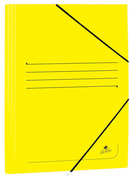 Mariola Cartellina in cartoncino patinato con alette formato Folio 500 g/m² - Dimensioni 34 x 25 x 1 cm - Chiusura con elastico - Colore giallo