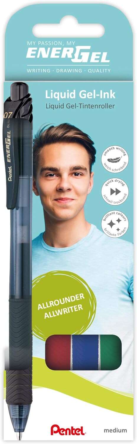 Pentel EnerGel X Confezione da 4 penne a sfera retrattili con inchiostro gel - Punta 0