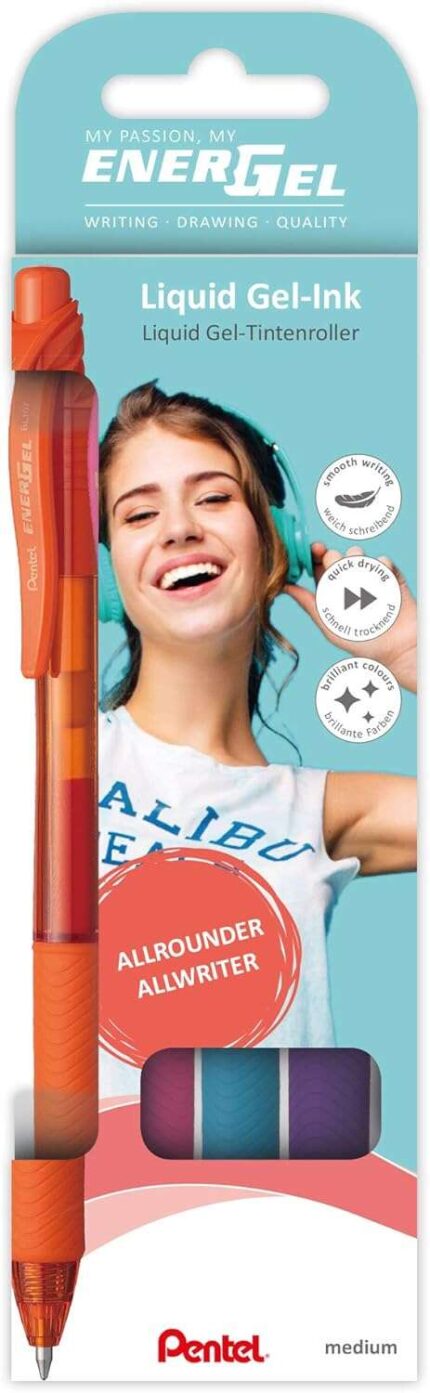 Pentel EnerGel X Confezione da 4 penne a sfera retrattili con inchiostro gel - Punta da 0