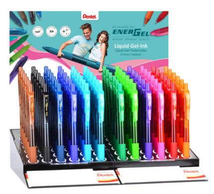 Pentel EnerGel X Espositore da 72 penne a sfera retrattili con inchiostro gel - Punta da 0
