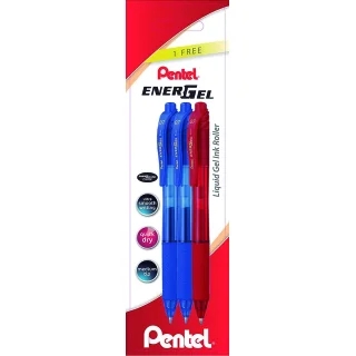 Pentel EnerGel X Confezione da 3 penne a sfera retrattili con inchiostro gel - Punta da 0