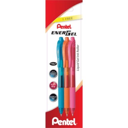 Pentel EnerGel X Confezione da 3 penne a sfera retrattili con inchiostro gel - Punta 0