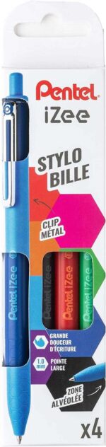 Pentel iZee Confezione da 4 penne a sfera retrattili - Punta 0