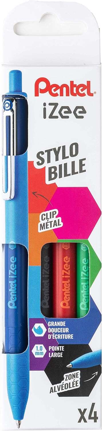 Pentel iZee Confezione da 4 penne a sfera retrattili - Punta 0