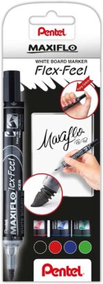 Pentel Maxiflo Flex-Feel Confezione da 4 pennarelli per lavagna bianca - Punta flessibile 4