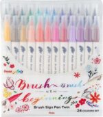 Pentel Brush Sign Pen Twin Confezione da 24 pennarelli con doppia punta a pennello flessibile - Punta larga 1-4 mm