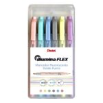 Pentel Illumina Flex Confezione da 6 pennarelli fluorescenti a doppia punta - Punta smussata con tratto da 1