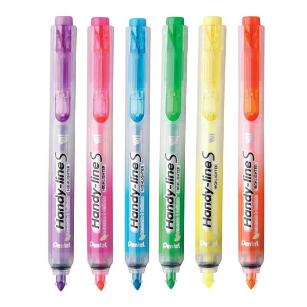 Pentel Handy Line S Confezione da 6 pennarelli fluorescenti a punta retrattile - Inchiostro liquido - Tratto da 1